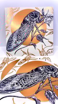 Image 2 of Cicada, Rose Gold Foil Print 8” x 8”