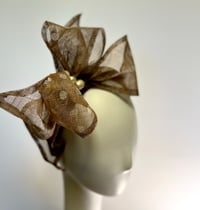 Image 1 of Taupe polka dot bow