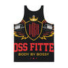 Black and Red BossFitted Unisex Tank Top