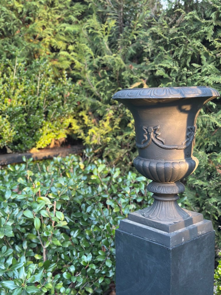 Image of Cast Iron Urn with Bow