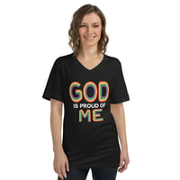 "GOD IS PROUD OF ME" Unisex V-Neck Tee by InVision LA