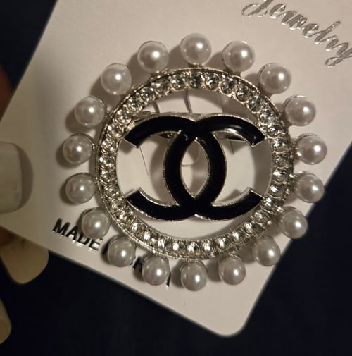 Image of Brooch-Pearls, Silver & Black