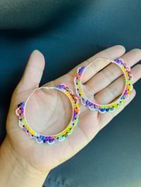 Image 2 of Rainbow Hoop Earrings 