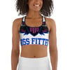 BOSSFITTED White Neon Pink and Blue Sports bra