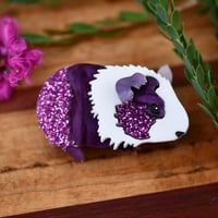 Gertie the guinea pig - brooch -  purple piggy   