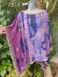 Image 6 of Poncho Woodstock Top -free size -purple pink tie dye 