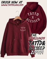 Image 1 of 25% Off!!! Burgundy Tattd&blessed Zipup!!! 🤎