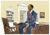 Image of OBAMA IN OVAL OFFICE POSTER