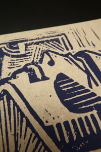 Image 2 of Linocut COLLAGE-blue/natural 