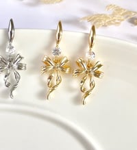 Image 4 of "Lacy" Crystal Ribbon Bow Earrings