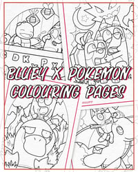 Pokemon x Bluey Colouring Sheets
