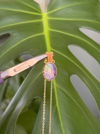 Image 2 of Gold Abalone Oval  Crystal Necklace