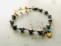 Image 1 of Citrine And Peacock Pearl Bracelet with 22k gold charm