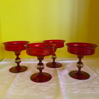 Image 5 of Antique Venetian Rubino (Ruby) Champagne Coupes--set