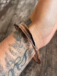 Image 3 of ‘Stitched’ Hammered Copper Bangle