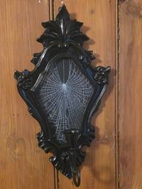 Image 2 of Ornate black wall hanging candle holder - preserved web A