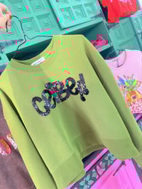 Image 2 of Suadoiro bordado a man. CEIBE verde. Talla L en stock