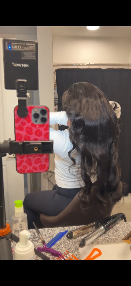 Image of 13*4 curtain bangs loose wave wig in 28 inch