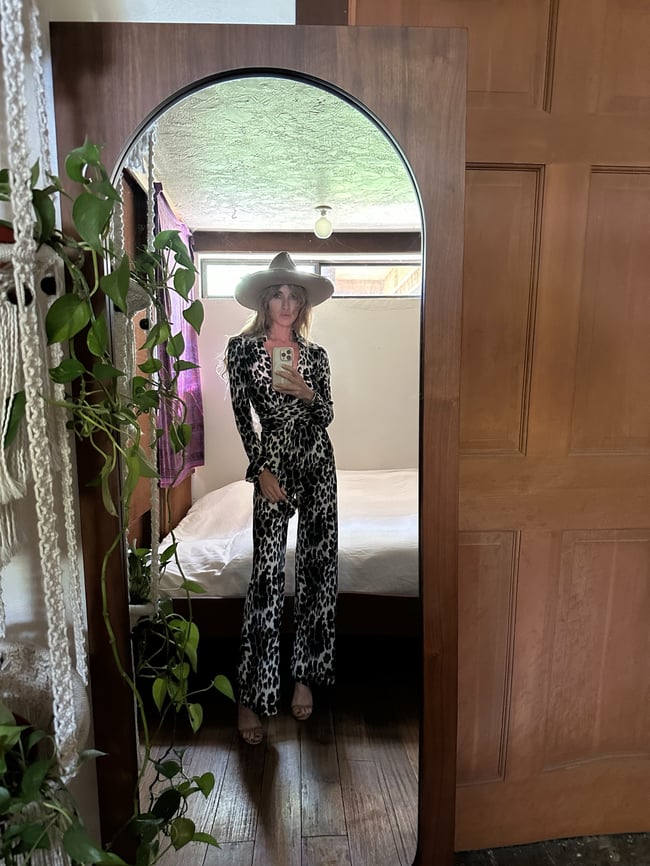 1970s Diane von Furstenberg leopard animal print wrap trouser set dress