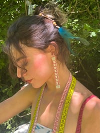 Image 3 of Tape measure earrings Creamy & red 