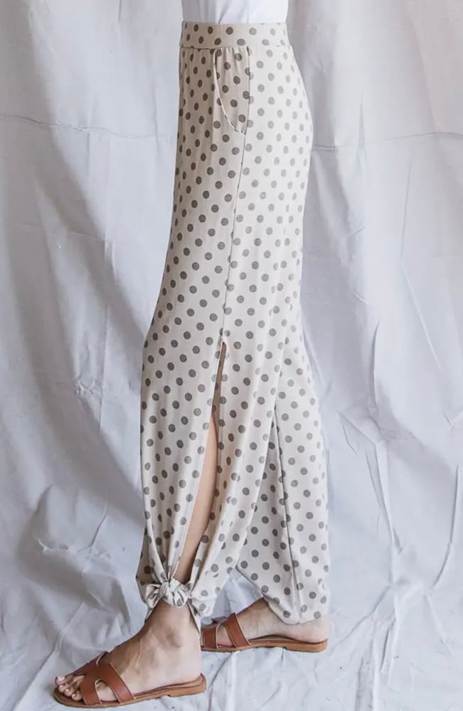 Image of Tan Polkadot Pants 