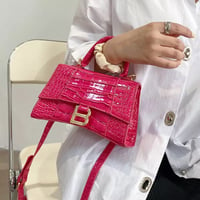 Image 3 of Crocodile Pattern Handbag Hourglass Crossbody Bag 