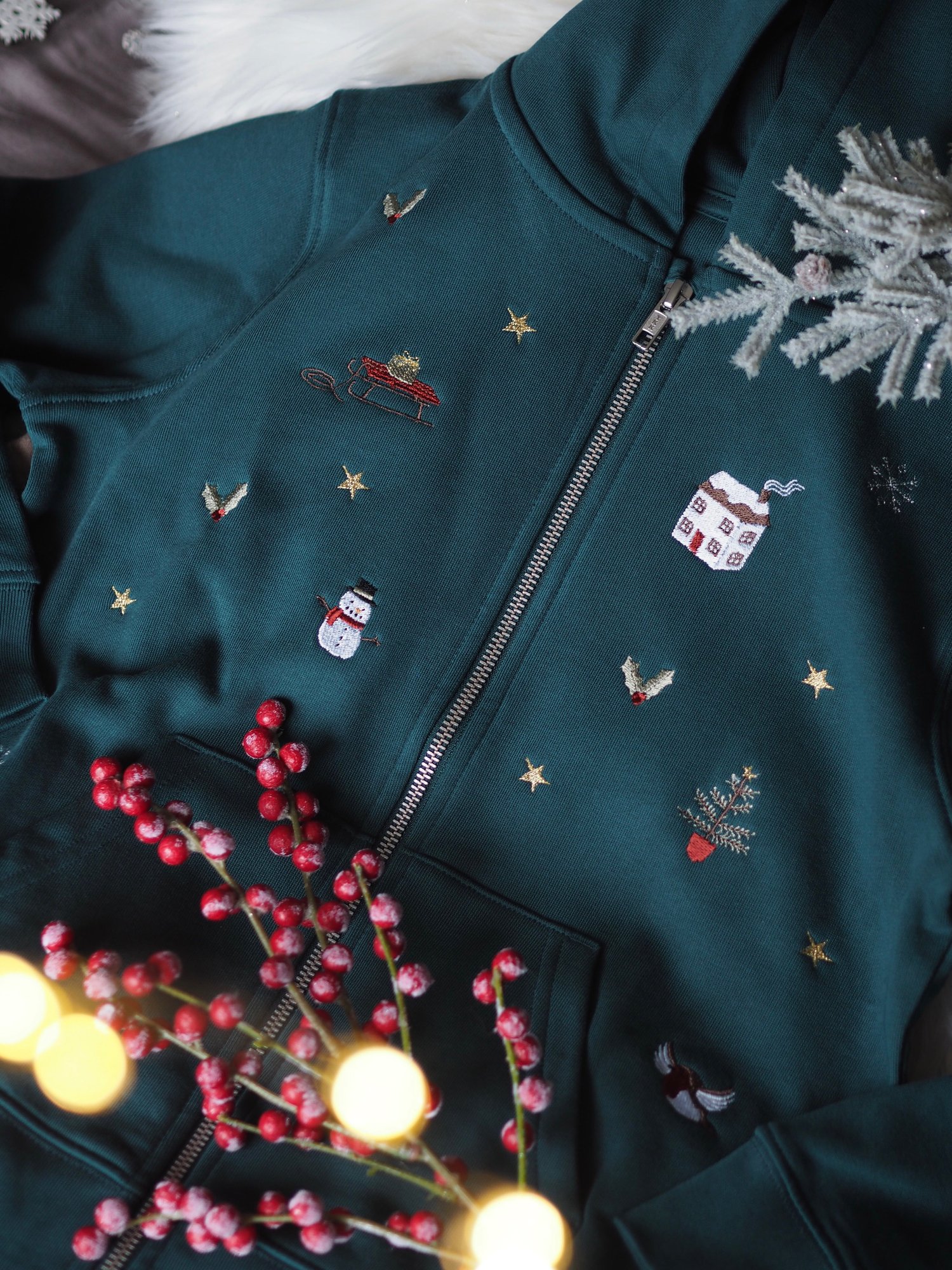 Image of Christmas Sprinkles - Glazed Green zipped hoody