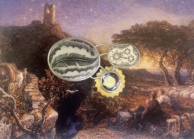 FEATHER AND STARS BROOCH 