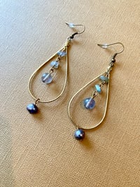 Image 1 of Labradorite Tear Hoop Earrings