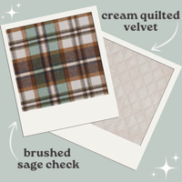 Image 1 of Sage and Tan Check / Cream Quilted Velvet Coat