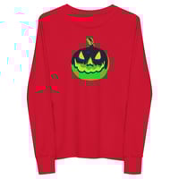 Image 1 of Youth Long Sleeve Tee - Jack O Lantern Vintage Green-Black