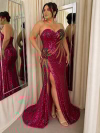 Image 2 of Fuchsia Sequin Bloom Gown 