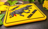 Image 4 of CAUTION FERAL ANIMAL Double-Sided 3D PVC Rubber Keychain
