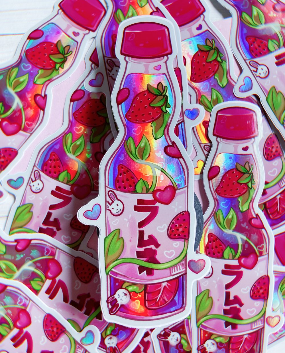 Holographic Strawberry Ramune Sticker