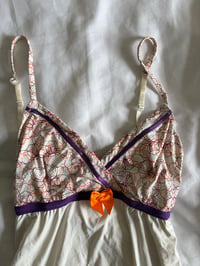 Image 2 of Vintage Y2K slip mini dress with orange and purple detailing and ruffle hem