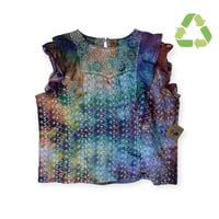 Image 1 of ♻️ UPCYCLED XXL Eyelet Pinafore Top in Earthy Rainbow Watercolor Ice Dye