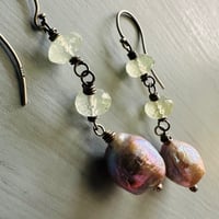 Image 2 of Baroque Pearl And Prenite Earrings