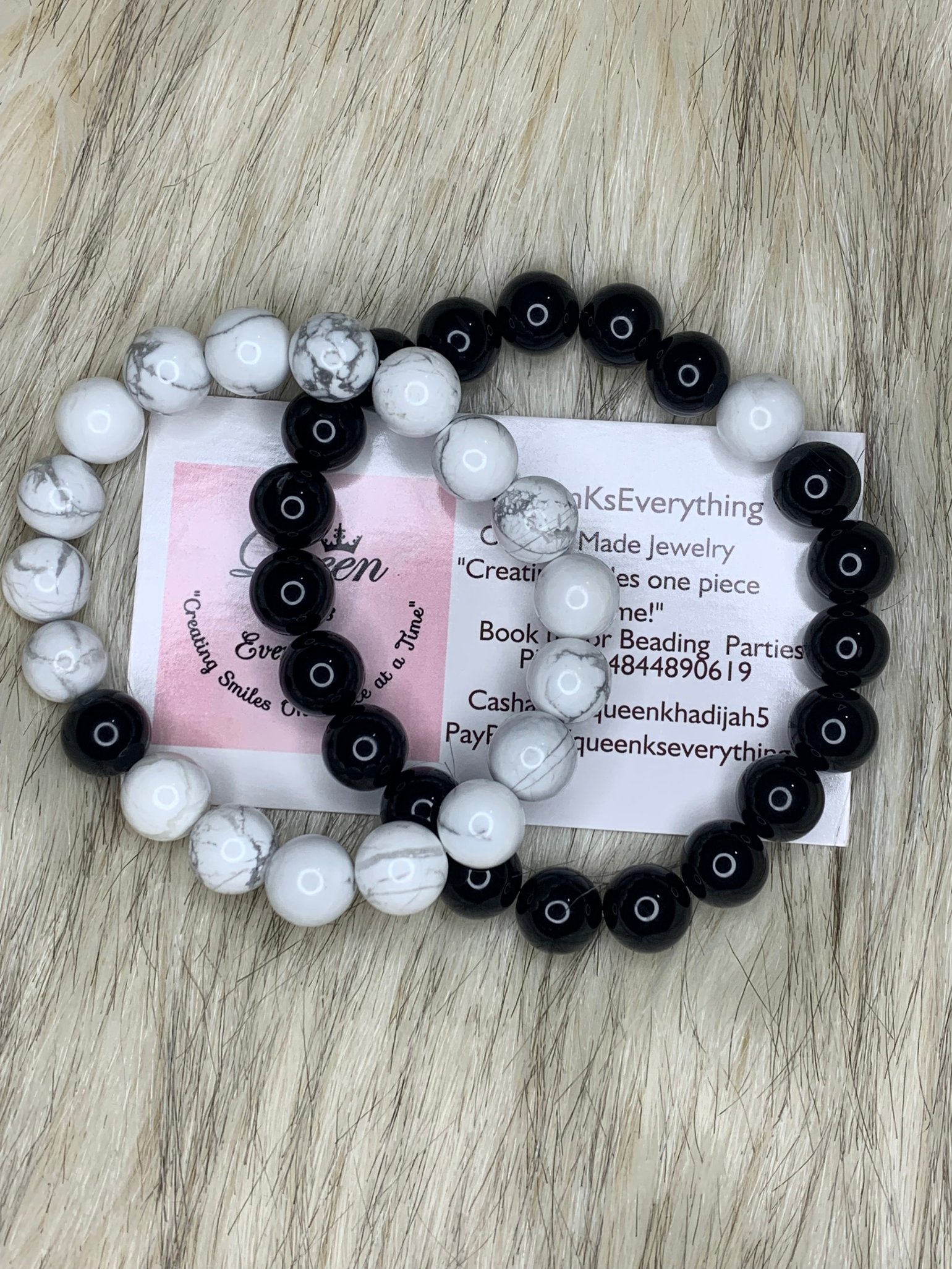 Image of Black Onyx & White Howlite Theirs Distance Bracelet Set