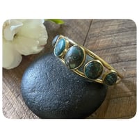 Image 3 of Five Stack Estate Sale Turquoise Cuff in Solid Brass