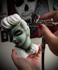 Image 4 of Vintage Revamped Bride of Frankenstein Head Vase
