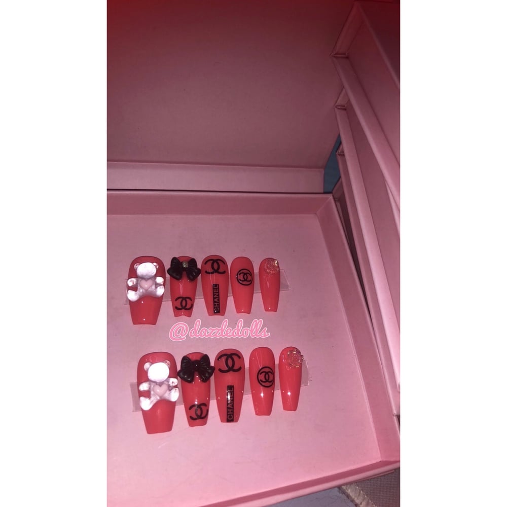 Image of hot pink chanel teddy bear design 