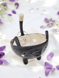 Image 1 of Black Cat Tea Light/Trinket Dish 