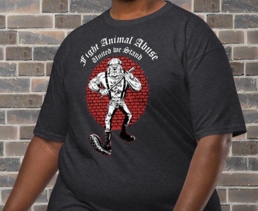 FIGHT ANIMAL ABUSE Men’s premium heavyweight tee