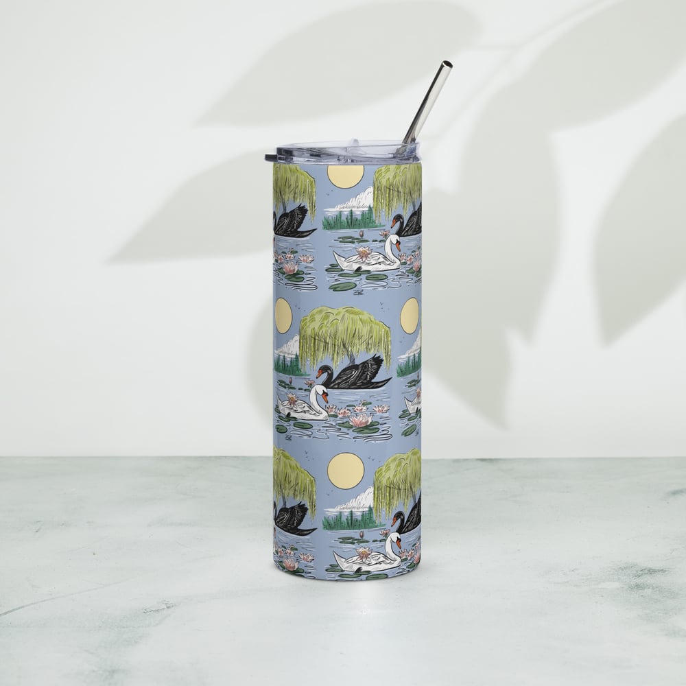 Swan Lake in color Stainless steel tumbler