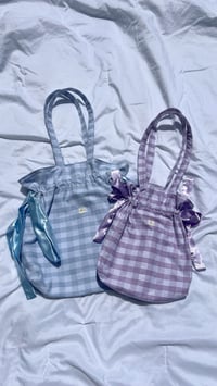 Image 3 of Sky & Lilac Palaka Bow Tote Bag
