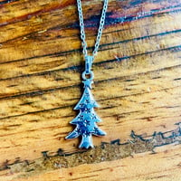 Image 1 of Set of 5 Christmas tree silver plated necklaces 