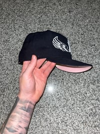 Image 5 of YOURS TRULY NAVY PINK BRIM YANKEES CUSTOM FITTED 