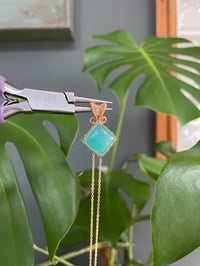 Image 2 of Gold Ice Amazonite Diamond Crystal Necklace