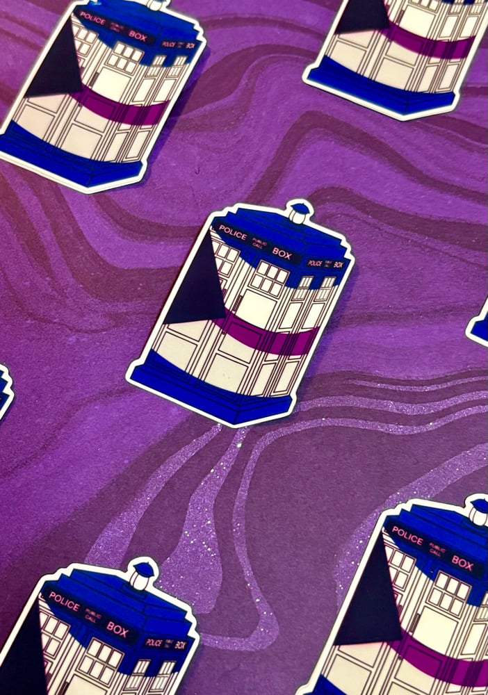 Image of Demisexual Pride Tardis Sticker