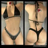 2 pc rhinestone fringe black